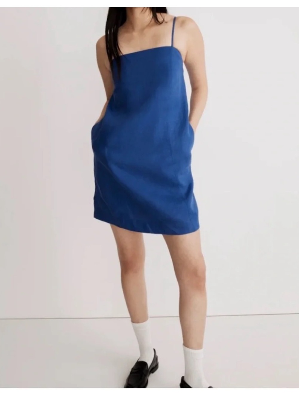 Madewell Goldie Mini Dress In Blue Linen